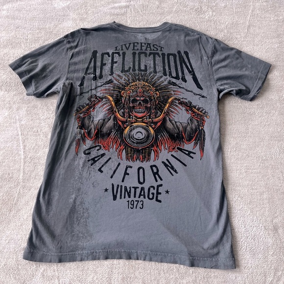 American Customs Ancient Rumble T-Shirt L Grunge Moto - Picture 5 of 7